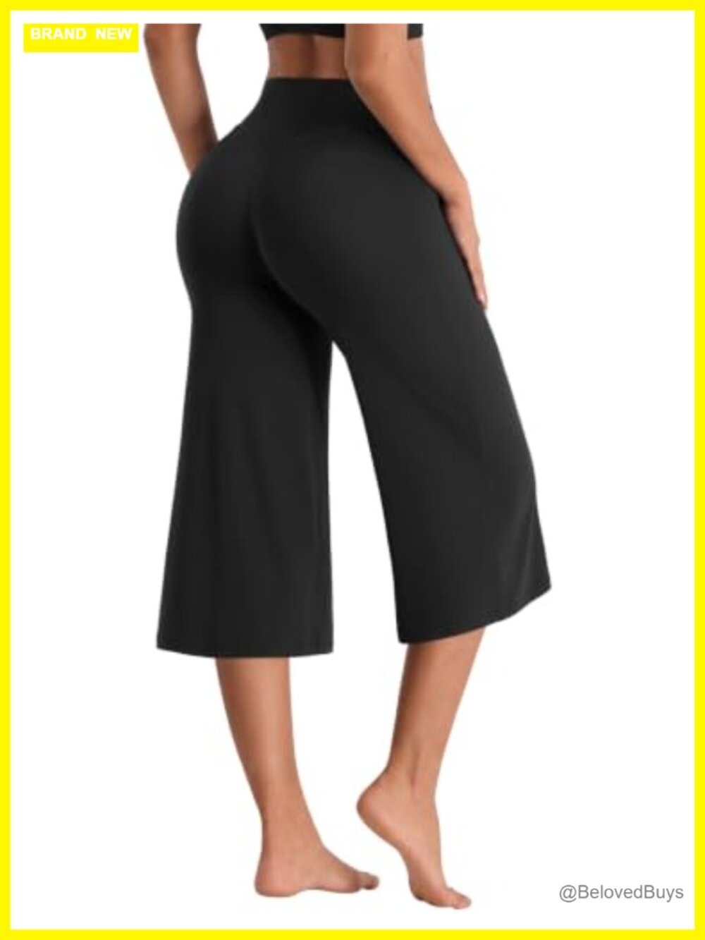 Y2K Low Rise Wide Leg Capri Leggings No Front Seam Stretchy Cropped Pants
